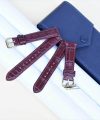 Dây đồng hồ cá sấu nhập khẩu màu mận chín, dây cá sấu handmade AL103