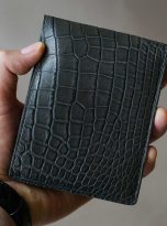 Ví da cá sấu nhập khẩu, ví cá sấu Handmade màu xám phối vàng