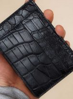 Ví đựng card da cá sấu Handmade màu đen