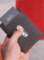 Ví đựng card da Epsom Handmade, ví card da bò nhập khẩu màu nâu Chocolate