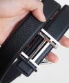 Dây lưng da bê Epsom Handmade cao cấp màu đen ELB105