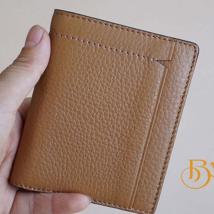 Ví Da Bò Vân Hạt Màu Nâu Vàng. Ví Da Bò Nam Dáng Đứng M005