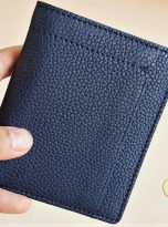 Ví Da Bò Vân Hạt Màu Xanh Navy. Ví Da Bò Nam Dáng Đứng M006