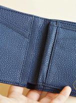 Ví Da Bò Vân Hạt Màu Xanh Navy. Ví Da Bò Nam Dáng Đứng M006