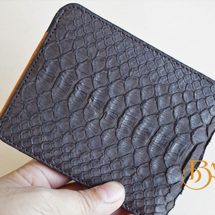 Ví Da Trăn Nhập Khẩu Màu Nâu. Ví Da Nam Dáng Ngang M011