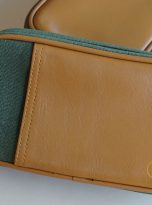 Clutch Da Nam Phối Vải Canvas. Clutch Da Thời Trang Màu Xanh Rêu M015