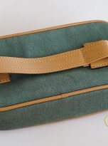 Clutch Da Nam Phối Vải Canvas. Clutch Da Thời Trang Màu Xanh Rêu M015