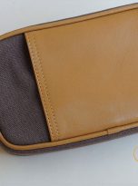 Clutch Da Nam Phối Vải Canvas. Clutch Da Thời Trang Màu Nâu Vàng M016