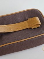 Clutch Da Nam Phối Vải Canvas. Clutch Da Thời Trang Màu Nâu Vàng M016