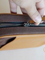 Clutch Da Nam Phối Vải Canvas. Clutch Da Thời Trang Màu Nâu Vàng M016