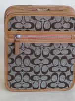 Túi Da Bò Phối Vải Canvas Hoạ Tiết Màu Nâu Vàng. Túi Xách Đeo Chéo M019