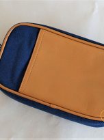 Clutch Da Nam Phối Vải Canvas. Clutch Da Thời Trang Màu Xanh Navy M017