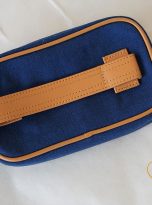 Clutch Da Nam Phối Vải Canvas. Clutch Da Thời Trang Màu Xanh Navy M017