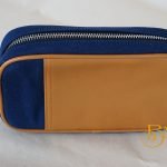 Clutch Da Nam Phối Vải Canvas. Clutch Da Thời Trang Màu Xanh Navy M017