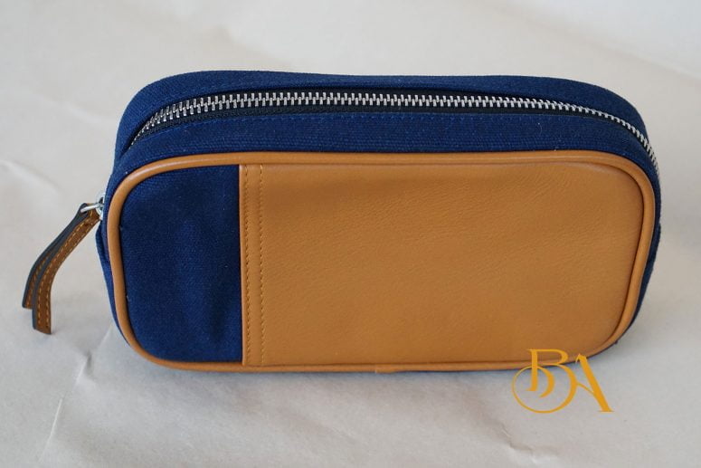 Clutch Da Nam Phối Vải Canvas. Clutch Da Thời Trang Màu Xanh Navy M017