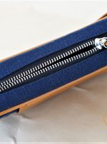 Clutch Da Nam Phối Vải Canvas. Clutch Da Thời Trang Màu Xanh Navy M017