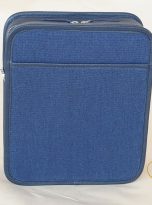 Túi Da Bò Phối Vải Canvas Màu Xanh Navy. Túi Xách Đeo Chéo Nam M024