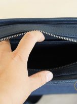 Túi Da Bò Phối Vải Canvas Màu Xanh Navy. Túi Xách Đeo Chéo Nam M024