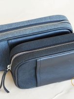 Clutch Da Nam Phối Vải Canvas. Clutch Da Thời Trang Màu Xám Ghi M027