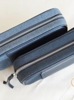 Clutch Da Nam Phối Vải Canvas. Clutch Da Thời Trang Màu Xám Ghi M027