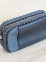 Clutch Da Nam Phối Vải Canvas. Clutch Da Thời Trang Màu Xám Ghi M026