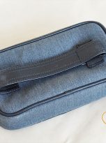 Clutch Da Nam Phối Vải Canvas. Clutch Da Thời Trang Màu Xám Ghi M026