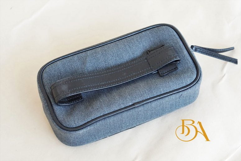 Clutch Da Nam Phối Vải Canvas. Clutch Da Thời Trang Màu Xám Ghi M026