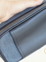 Clutch Da Nam Phối Vải Canvas. Clutch Da Thời Trang Màu Xám Ghi M026