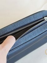 Clutch Da Nam Phối Vải Canvas. Clutch Da Thời Trang Màu Xám Ghi M026