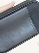 Clutch Da Nam Phối Vải Canvas. Clutch Da Thời Trang Màu Xám Ghi M027