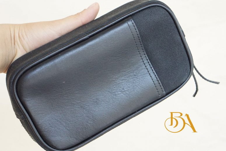 Clutch Da Nam Phối Vải Canvas. Clutch Da Thời Trang Màu Xám Ghi M027