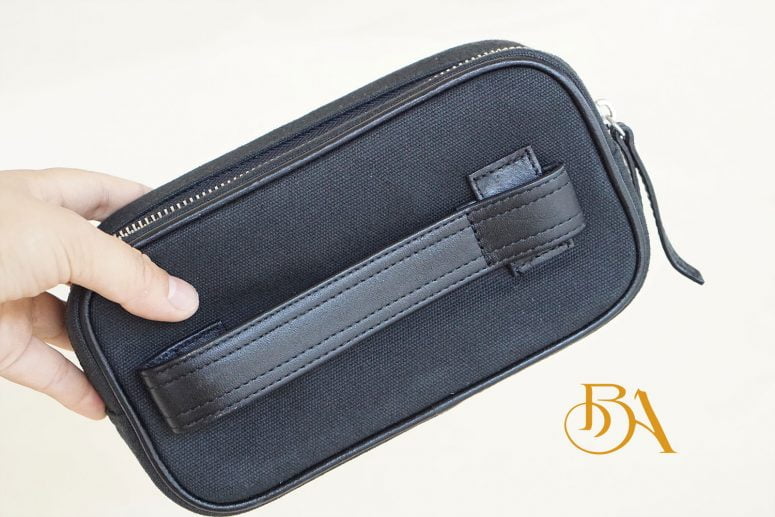 Clutch Da Nam Phối Vải Canvas. Clutch Da Thời Trang Màu Xám Ghi M027