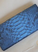 Ví Dài Da Trăn Nhập Khẩu. Ví Dài Da Thật Màu Xanh M028