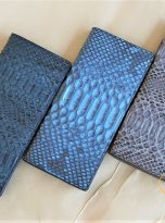 Ví Dài Da Trăn Nhập Khẩu. Ví Dài Da Thật Màu Xanh Đậm M029