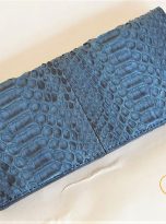 Ví Dài Da Trăn Nhập Khẩu. Ví Dài Da Thật Màu Xanh Đậm M029