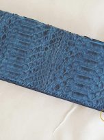 Ví Dài Da Trăn Nhập Khẩu. Ví Dài Da Thật Màu Xanh Đậm M029