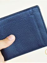 Ví Da Bò Vân Hạt Màu Xanh Navy. Ví Da Bò Nam Dáng Ngang M033