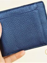 Ví Da Bò Vân Hạt Màu Xanh Navy. Ví Da Bò Nam Dáng Ngang M033