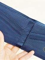 Ví Da Bò Vân Hạt Màu Xanh Navy. Ví Da Bò Nam Dáng Ngang M033