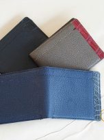 Ví Da Bò Vân Hạt Màu Xanh Navy Phối Da Cá Sấu. Ví Da Bò Nam Dáng Ngang M035