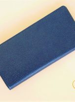 Ví Da Bò Epsom Màu Xanh Navy. Ví Nam Da Thật Dáng Dài M038