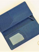 Ví Da Bò Epsom Màu Xanh Navy. Ví Nam Da Thật Dáng Dài M038