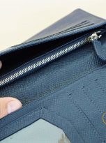 Ví Da Bò Epsom Màu Xanh Navy. Ví Nam Da Thật Dáng Dài M038