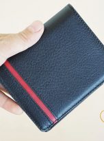 Ví Da Bò Nhập Khẩu Màu Đen Phối Đỏ. Ví Nam Da Thật Dáng Đứng M045