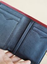 Ví Da Bò Nhập Khẩu Màu Đen Phối Đỏ. Ví Nam Da Thật Dáng Đứng M045