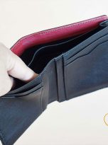 Ví Da Bò Nhập Khẩu Màu Đen Phối Đỏ. Ví Nam Da Thật Dáng Đứng M045