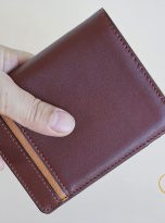 Ví Da Bò Nhập Khẩu Màu Nâu Phối Vàng. Ví Nam Da Thật Dáng Đứng M052