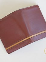 Ví Da Bò Nhập Khẩu Màu Nâu Phối Vàng. Ví Nam Da Thật Dáng Đứng M052