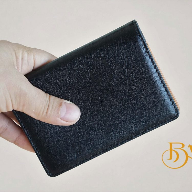 Ví Đựng Thẻ Da Bò Màu Đen. Ví Name Card Da Bò Nappa M054
