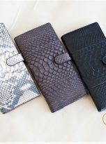 Ví Dài Da Trăn Nhập Khẩu. Ví Dài Da Thật Màu Đen M060